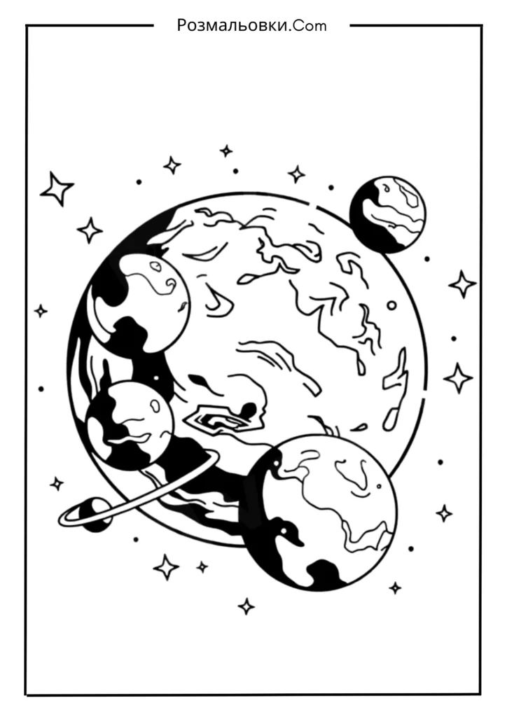 20+ Сонячна система розмальовка 8 Космічні планети розмальовка