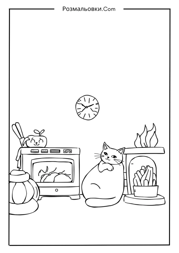 Розмальовка Котик: Найкращі Ідеї для Малювання та Розвитку Творчості 9 Котик на Печі