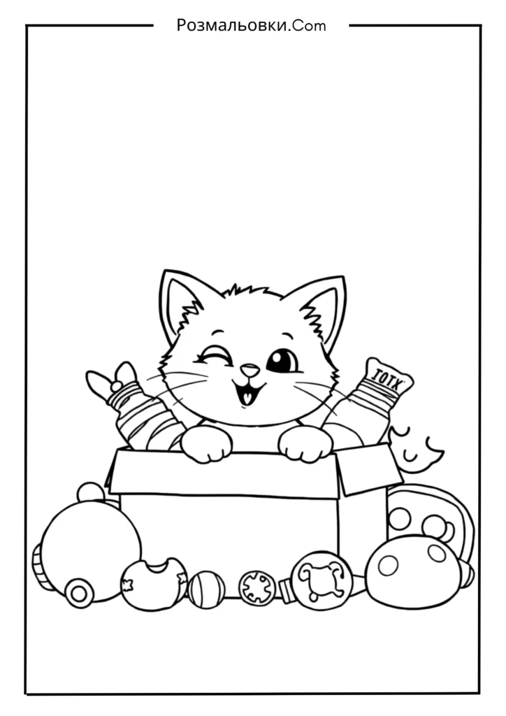Розмальовка Котик: Найкращі Ідеї для Малювання та Розвитку Творчості 4 Котик у Коробці