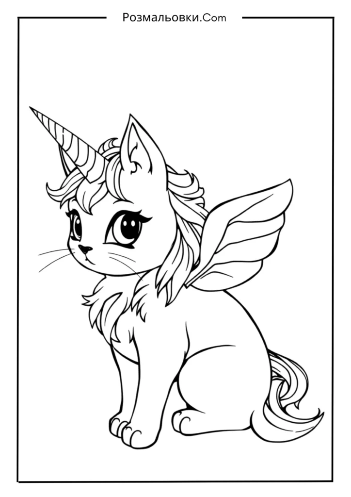 Розмальовка Котик: Найкращі Ідеї для Малювання та Розвитку Творчості 5 Котик Єдиноріг