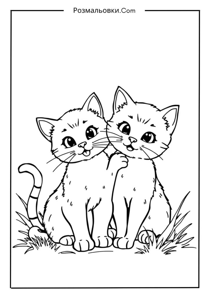 Розмальовка Котик: Найкращі Ідеї для Малювання та Розвитку Творчості 21 Котик з Котиком