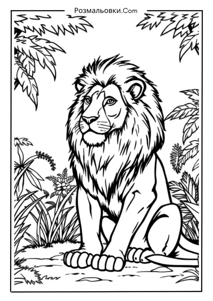 Лев, що спостерігає за дикими джунглями