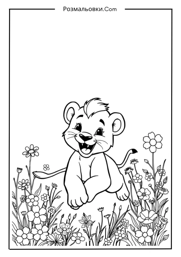 Левеня, що мчить серед квітів