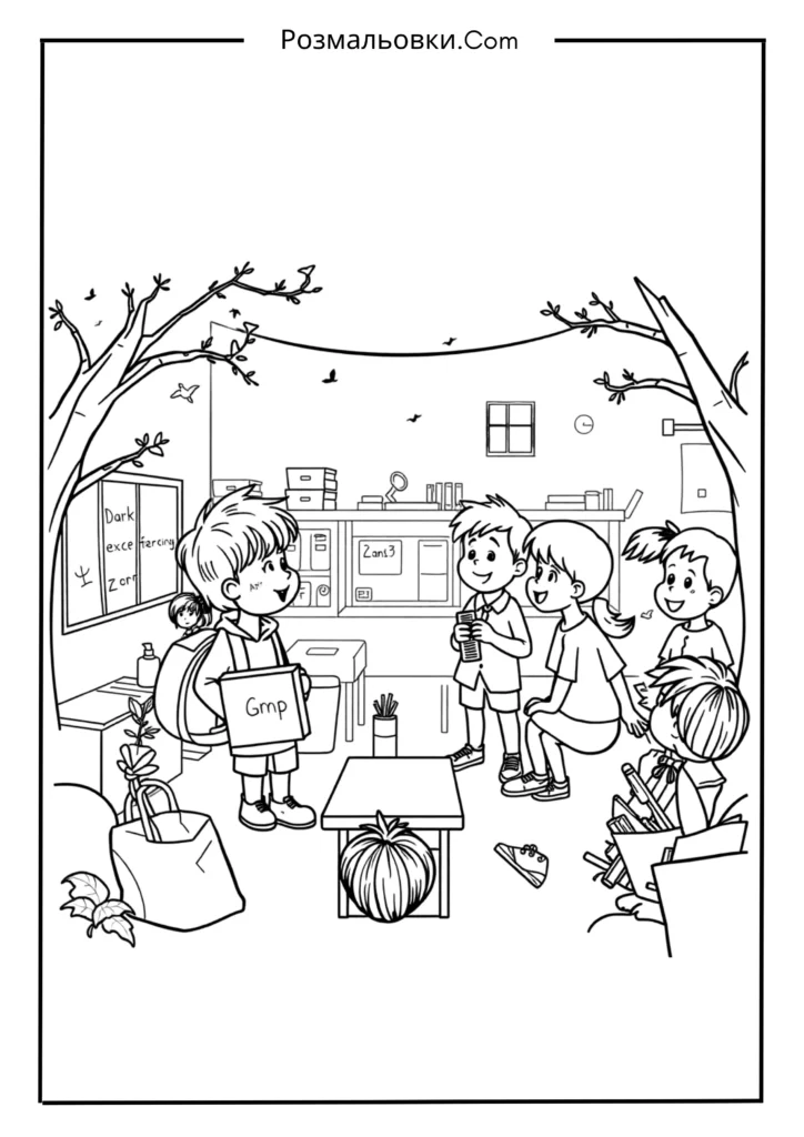 Пустунчик розмальовки – найкращі дитячі матеріали для розвитку творчості 9 Пустунчик на шкільному подвір’ї