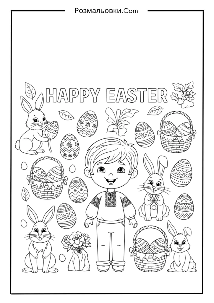 Пустунчик розмальовки – найкращі дитячі матеріали для розвитку творчості 5 Пустунчик святкує Великдень