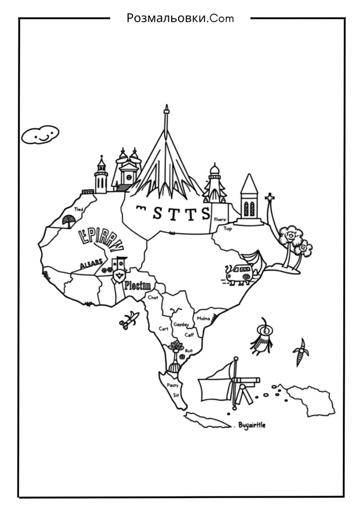 Розмальовки антистрес: творчий відпочинок для дорослих і дітей 6 Розмальовка антистрес країни