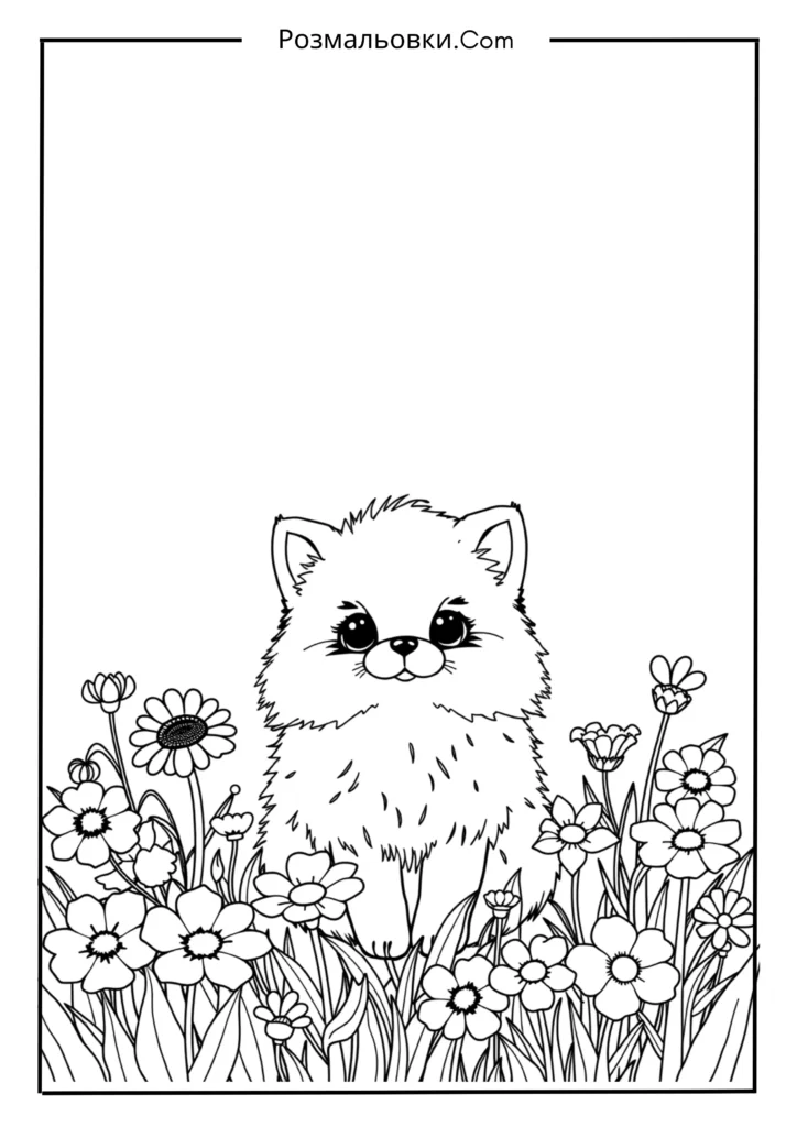 Розмальовка пушина в саду