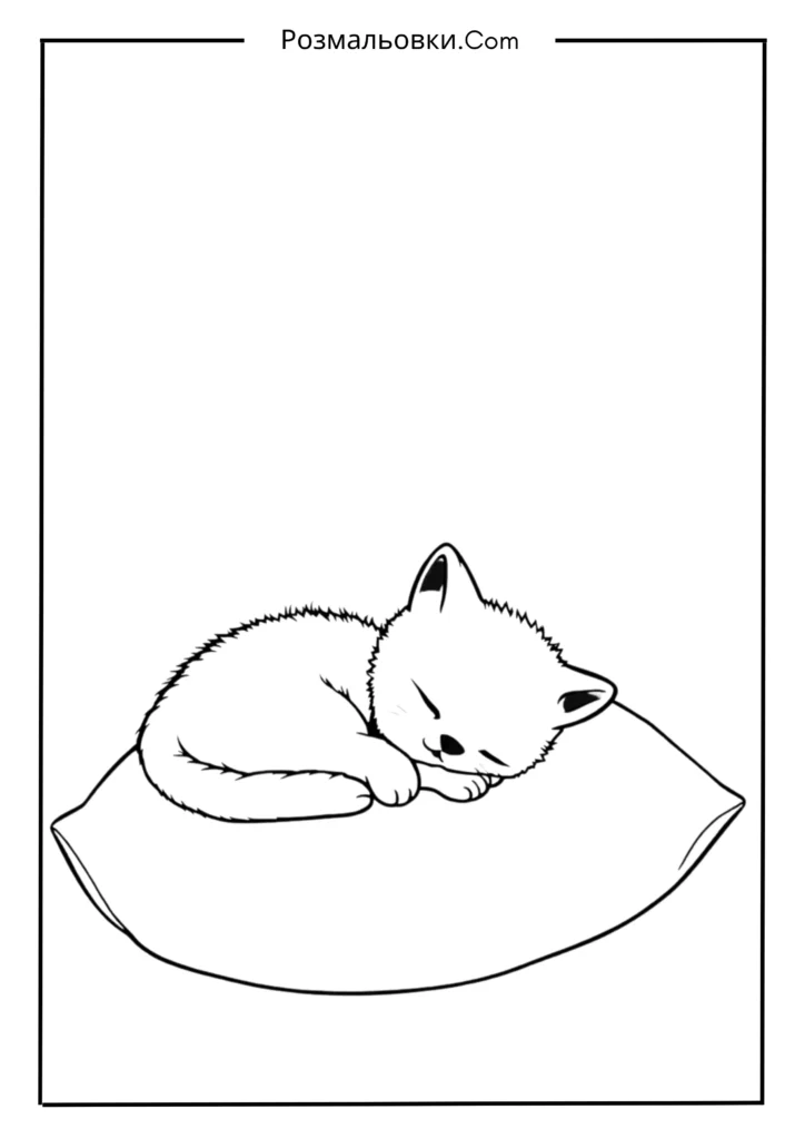 Розмальовка Котик: Найкращі Ідеї для Малювання та Розвитку Творчості 3 Сплячий Котик