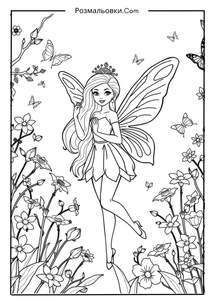 19+ розмальовки барби для Дітей — Творчість і Натхнення 3 Барбі-фея в чарівному лісі