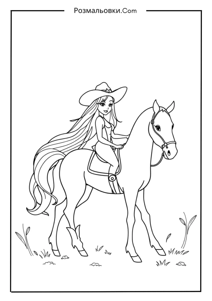 19+ розмальовки барби для Дітей — Творчість і Натхнення 18 Барбі-ковбойка