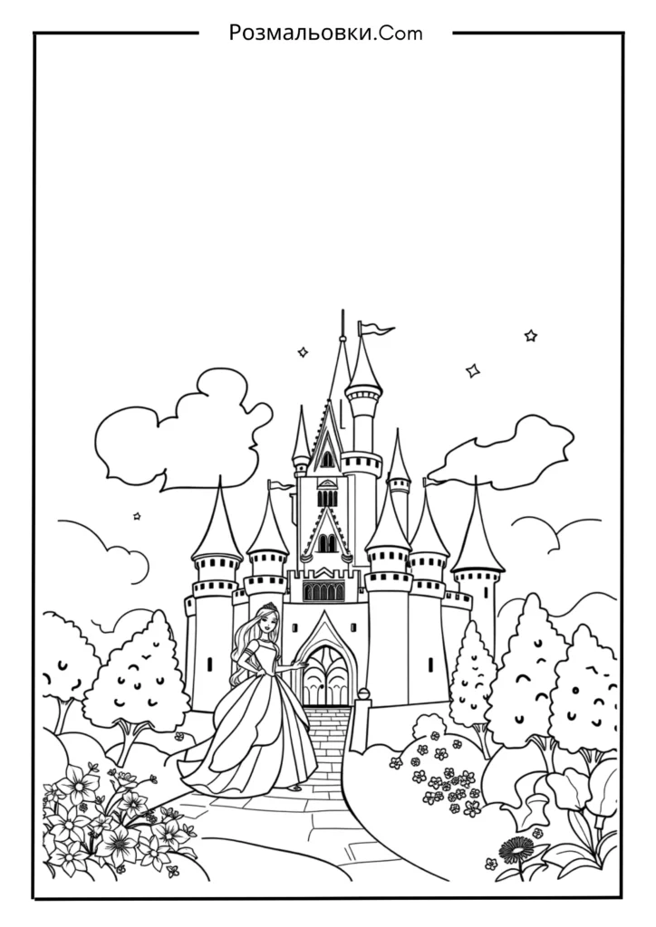 19+ розмальовки барби для Дітей — Творчість і Натхнення 12 Барбі-принцеса у замку