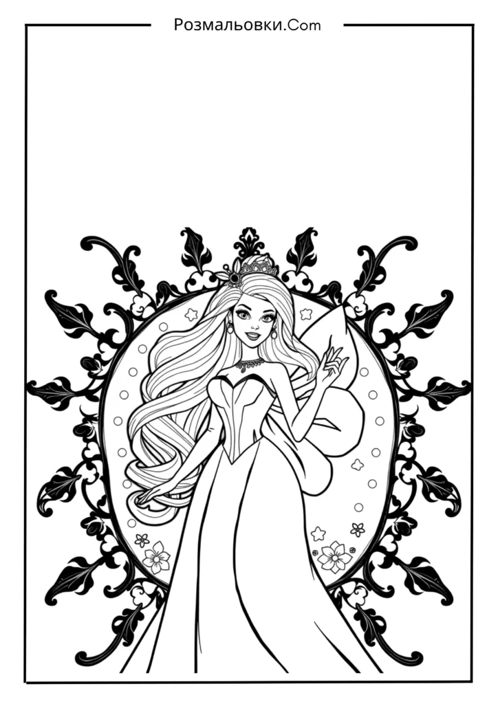 19+ розмальовки барби для Дітей — Творчість і Натхнення 9 Барбі у чарівній сукні