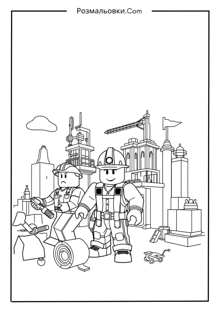 Розмальовки Роблокс — Веселі Ідеї для Дітей 12 Будівельники Roblox
