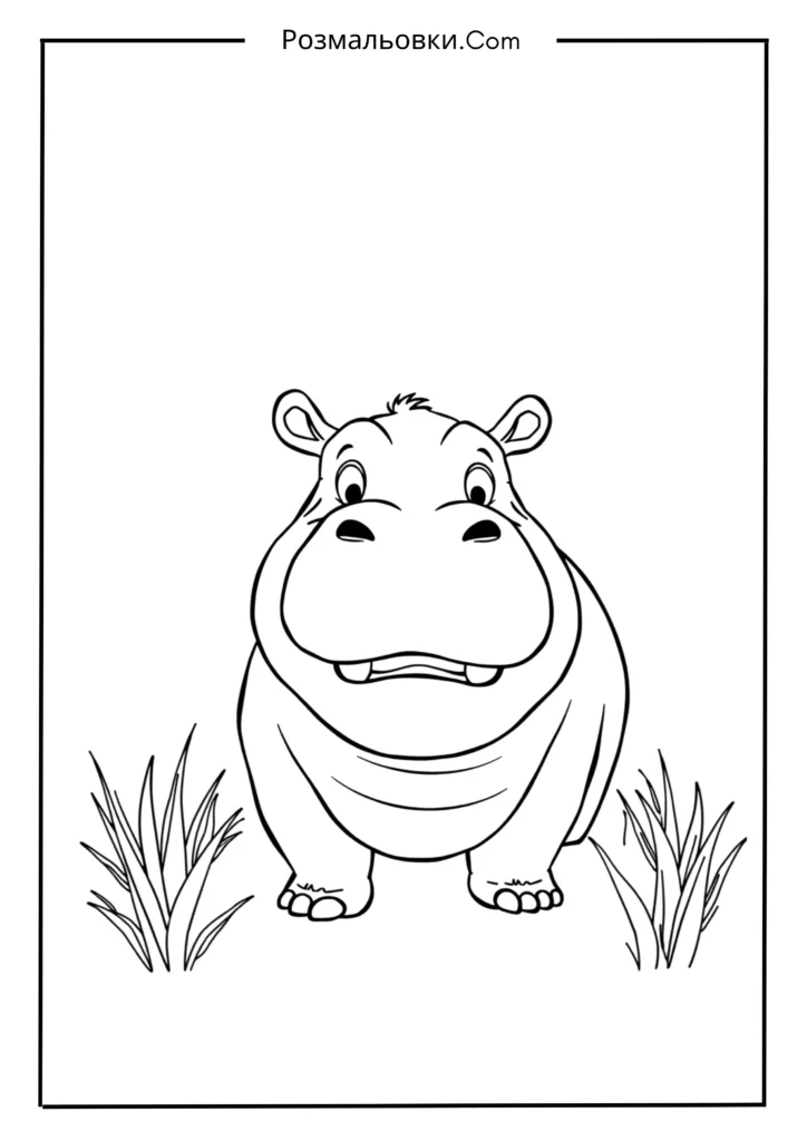 Розмальовка тварини: 20 найкращих ідей для творчості дітей 17 Кумедний бегемотик