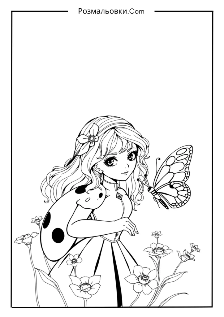 23+ топова колекція розмальовок Леді Баг длятворчих діток 13 Леді Баг і метелик