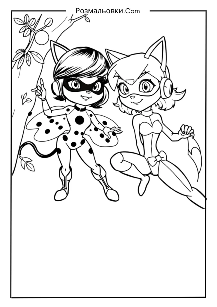 23+ топова колекція розмальовок Леді Баг длятворчих діток 25 Леді Баг із Супер Котом у команді