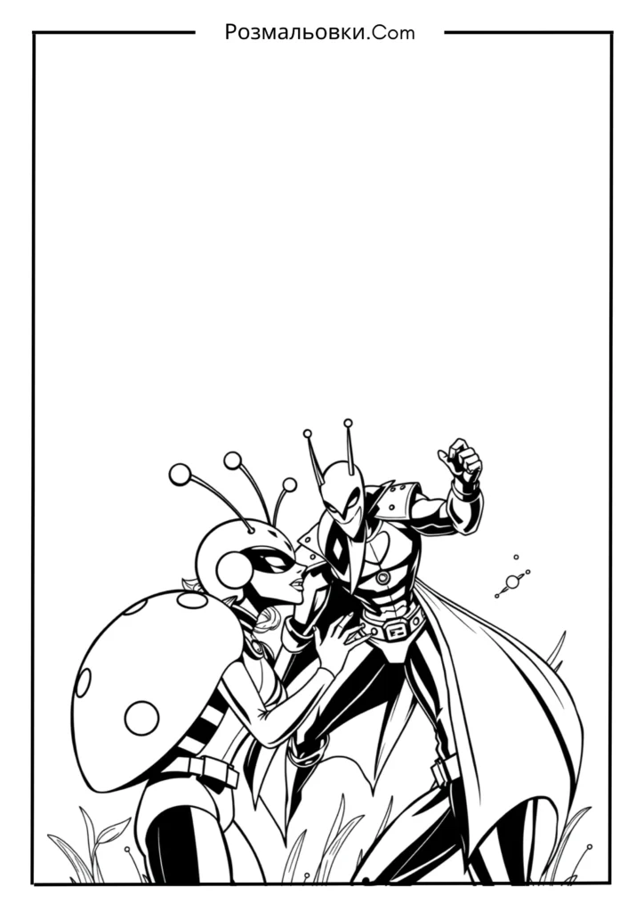 23+ топова колекція розмальовок Леді Баг длятворчих діток 5 Леді Баг проти лиходія