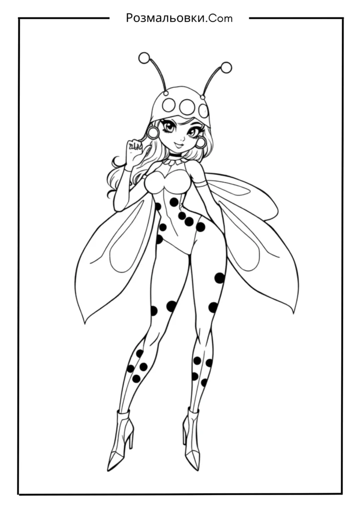 23+ топова колекція розмальовок Леді Баг длятворчих діток 23 Леді Баг у стильній позі
