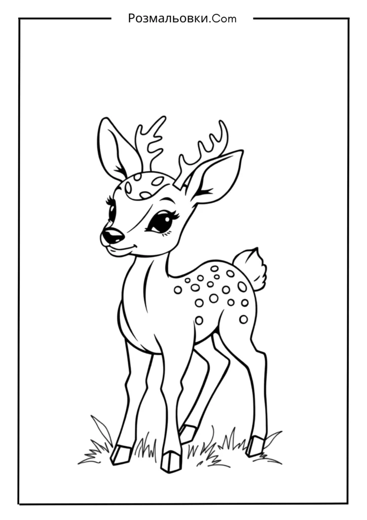 Розмальовка тварини: 20 найкращих ідей для творчості дітей 7 Маленьке оленятко