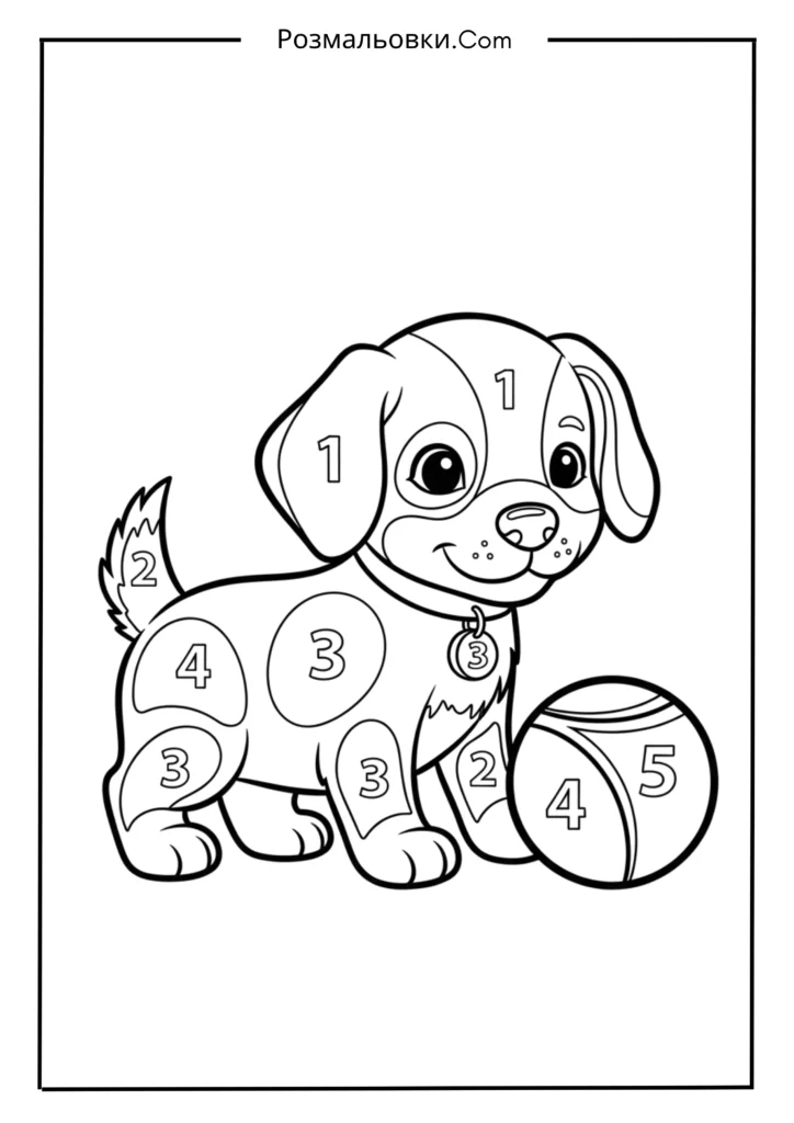 Розфарбовування за номерами з 18+ найкращими ідеями для дітей, які люблять номерами 9 Маленьке щеня