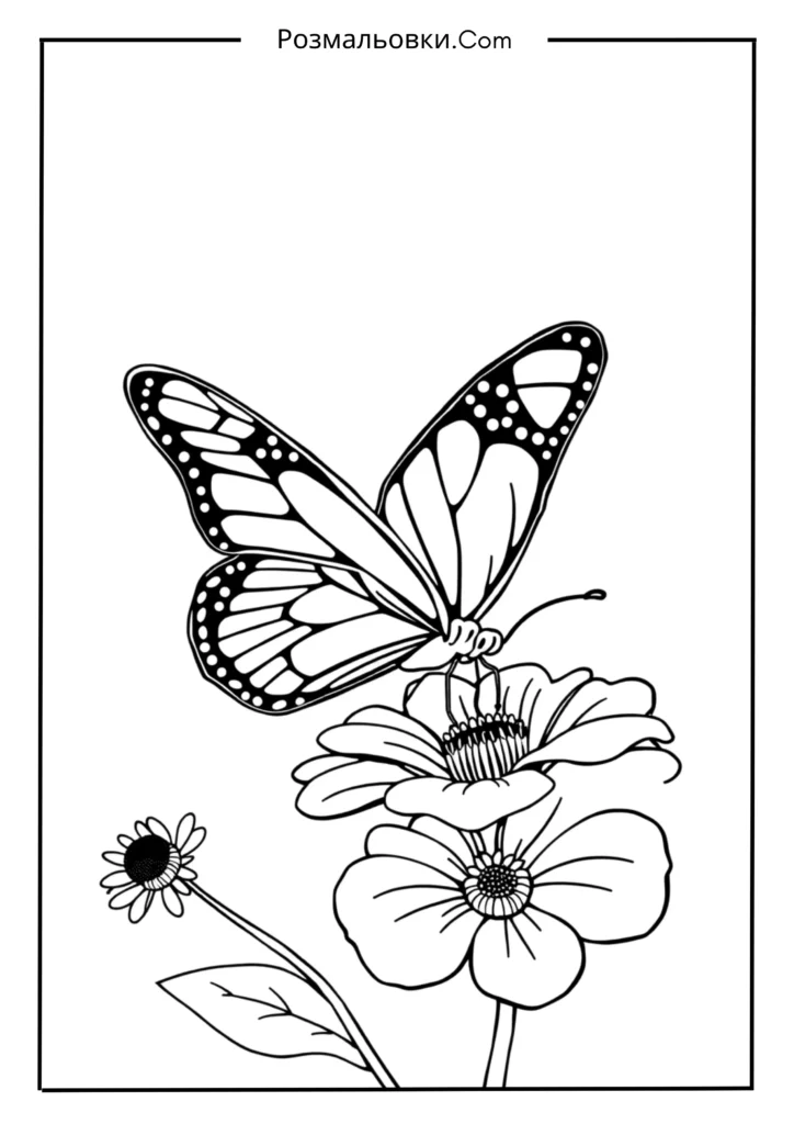 Водні розмальовки: 19+ творчих ідей для дітей 16 Метелик над квіткою