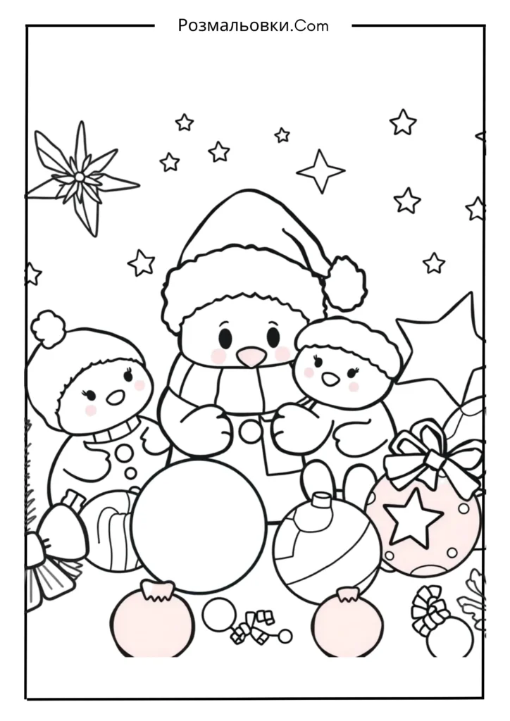 Новорічні іграшки розмальовка