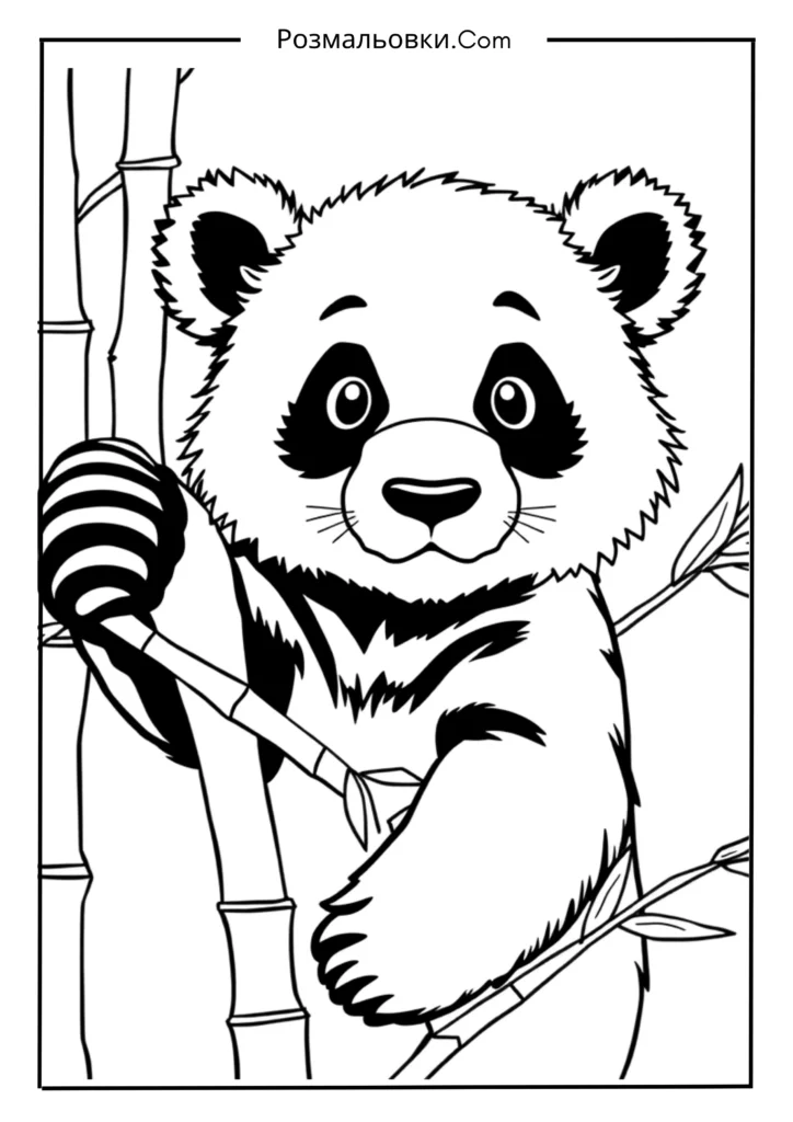 Розмальовка тварини: 20 найкращих ідей для творчості дітей 13 Панда з бамбуком