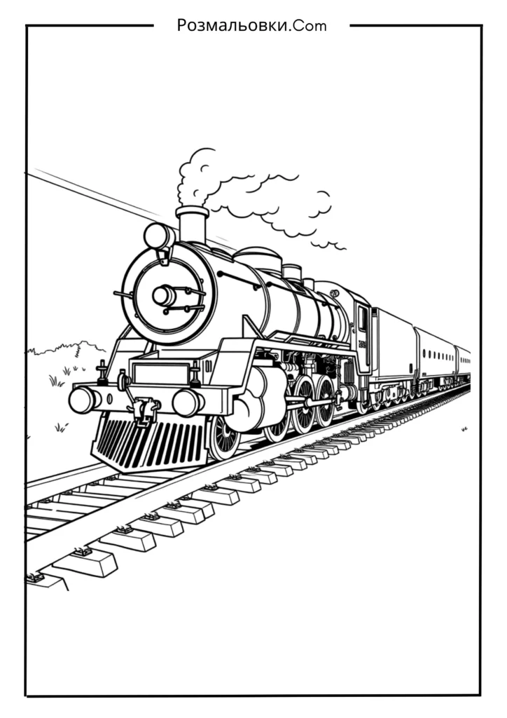Водні розмальовки: 19+ творчих ідей для дітей 17 Паровозик на колії