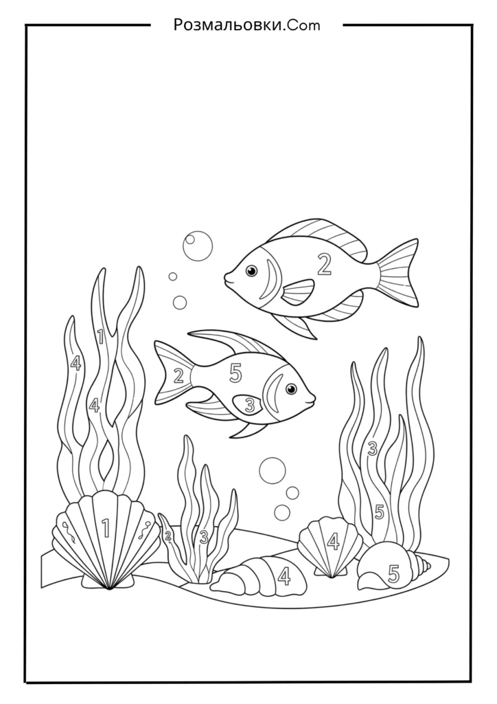 Розфарбовування за номерами з 18+ найкращими ідеями для дітей, які люблять номерами 19 Підводний світ