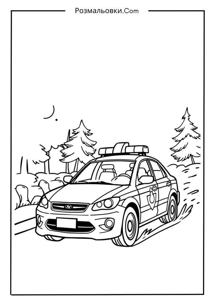 Розмальовка машина – 20 крутих ідей для маленьких гонщиків! 12 Поліцейська машина розмальовка