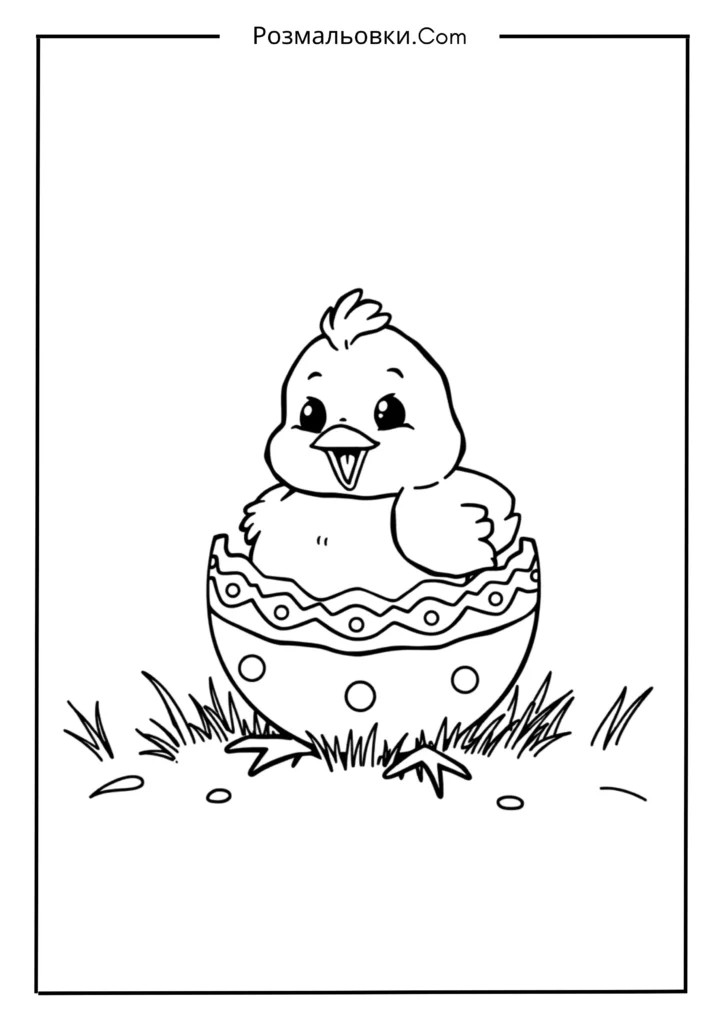 Писанка розмальовка: 20 чарівних ідей для дітей та натхнення до Великодня 4 Писанка з курчатком