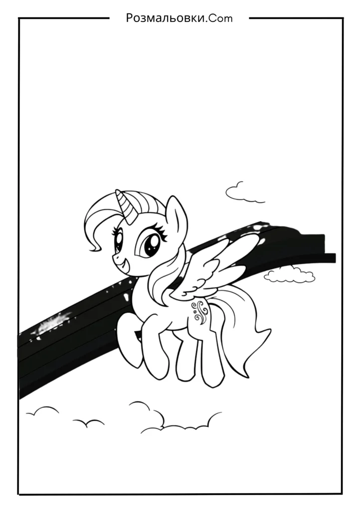 20 Розмальовок Поні — Наймиліші Ідеї Май Літл Поні для Дітей 13 Райдужний Деш у польоті