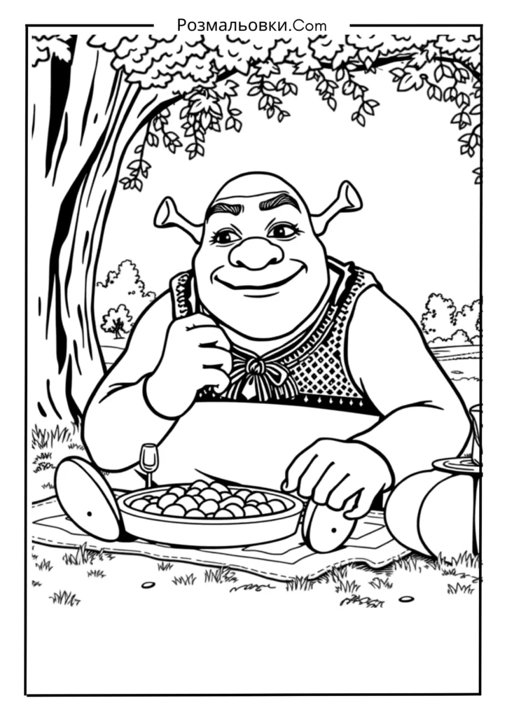Розмальовки Шрека: Найкращі 20 Ідей для Творчості Дітей 11 Шрек та веселий пікнік
