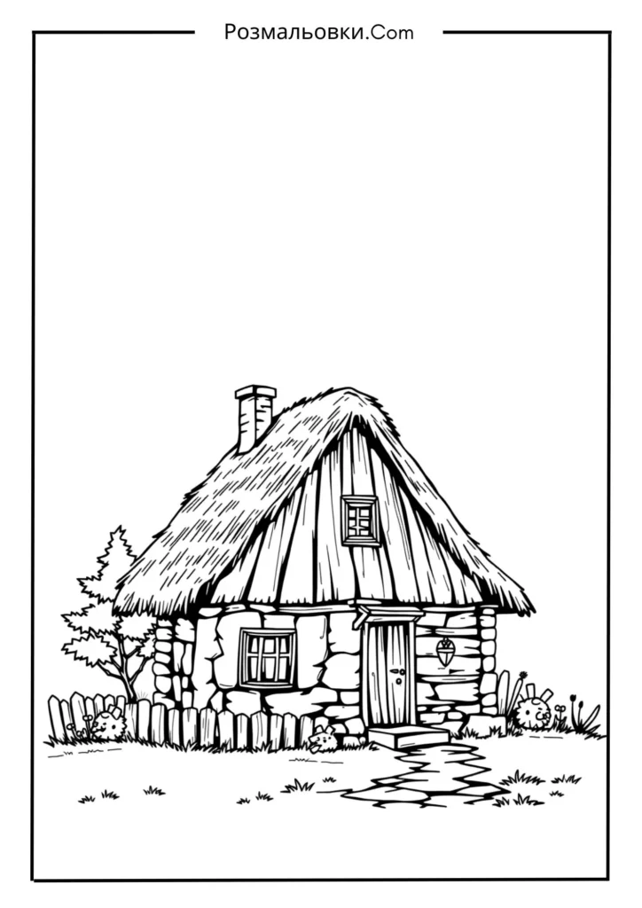 Старий сільський будинок із солом’яним дахом