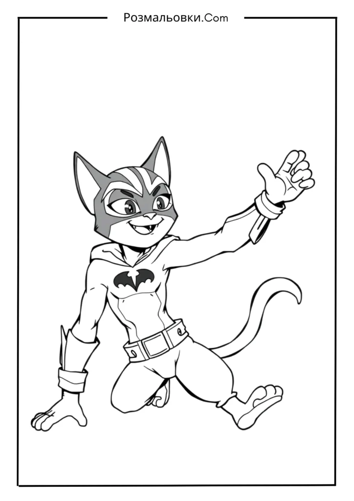 23+ топова колекція розмальовок Леді Баг длятворчих діток 6 Супер Кіт усміхається