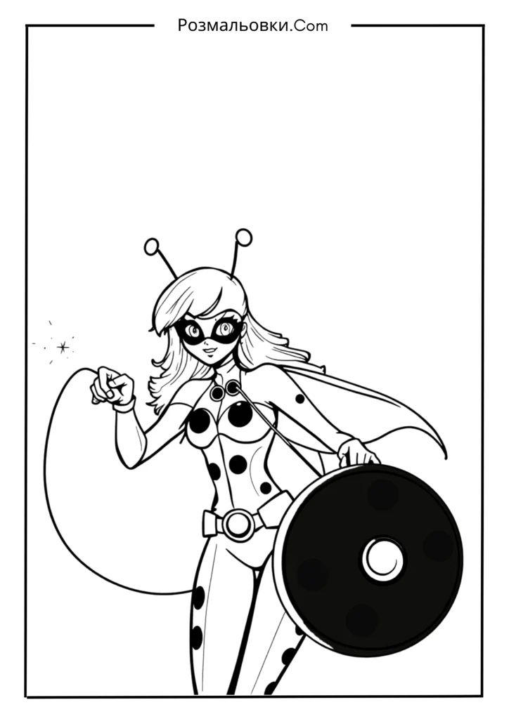 23+ топова колекція розмальовок Леді Баг длятворчих діток 3 Супергероїня з йо-йо