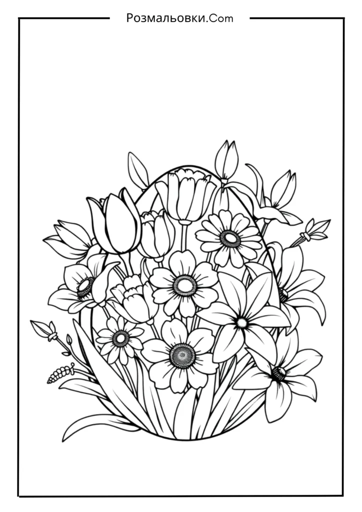 Писанка розмальовка: 20 чарівних ідей для дітей та натхнення до Великодня 12 Великодня писанка з квітами