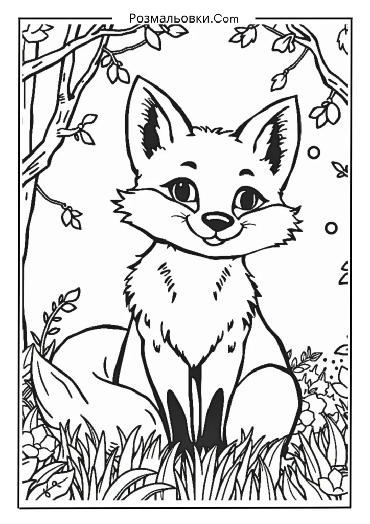 Розмальовка тварини: 20 найкращих ідей для творчості дітей 2 Веселий лис у лісі