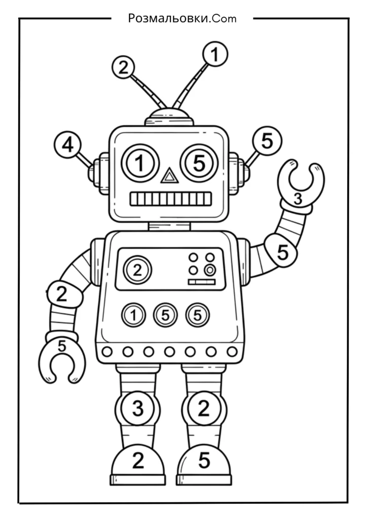 Розфарбовування за номерами з 18+ найкращими ідеями для дітей, які люблять номерами 21 Веселий робот