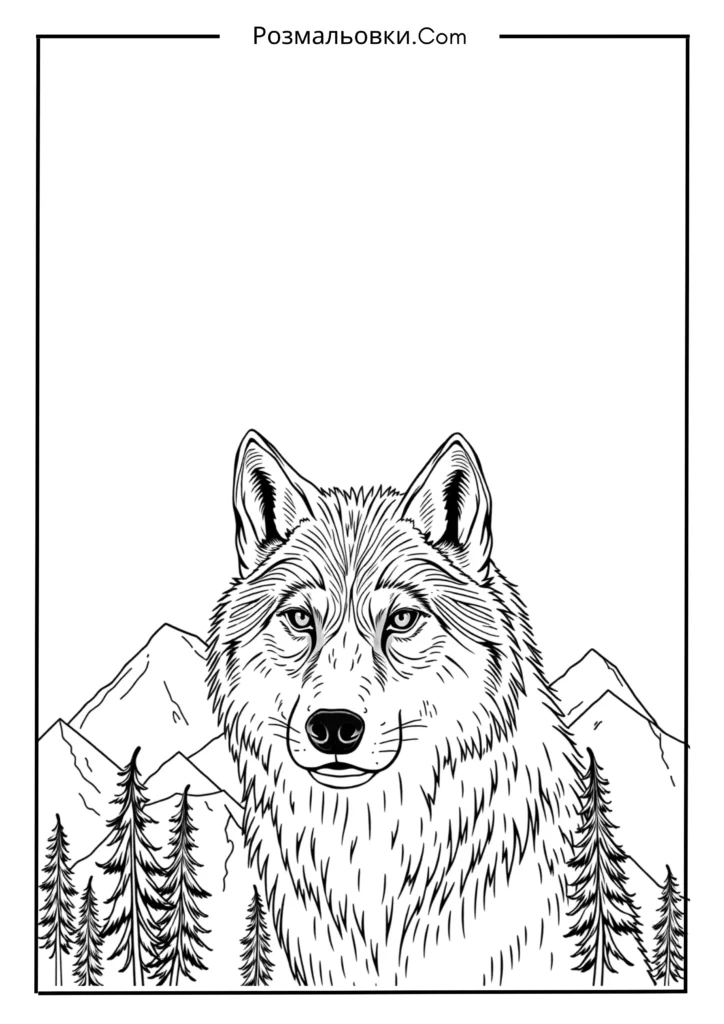 Розмальовка тварини: 20 найкращих ідей для творчості дітей 11 Вовк у горах