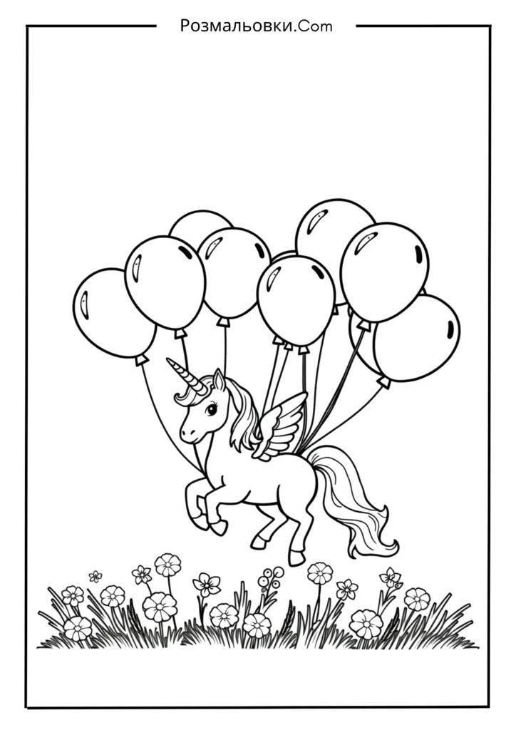 Єдиноріг у повітряних кульках