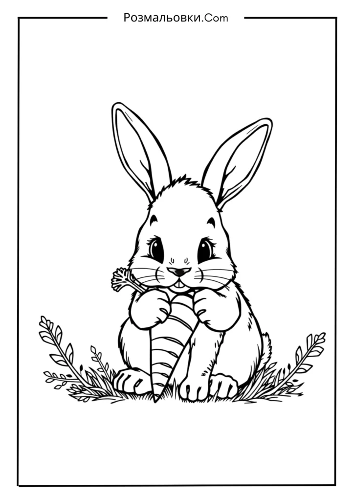 Розмальовка тварини: 20 найкращих ідей для творчості дітей 8 Зайчик із морквою