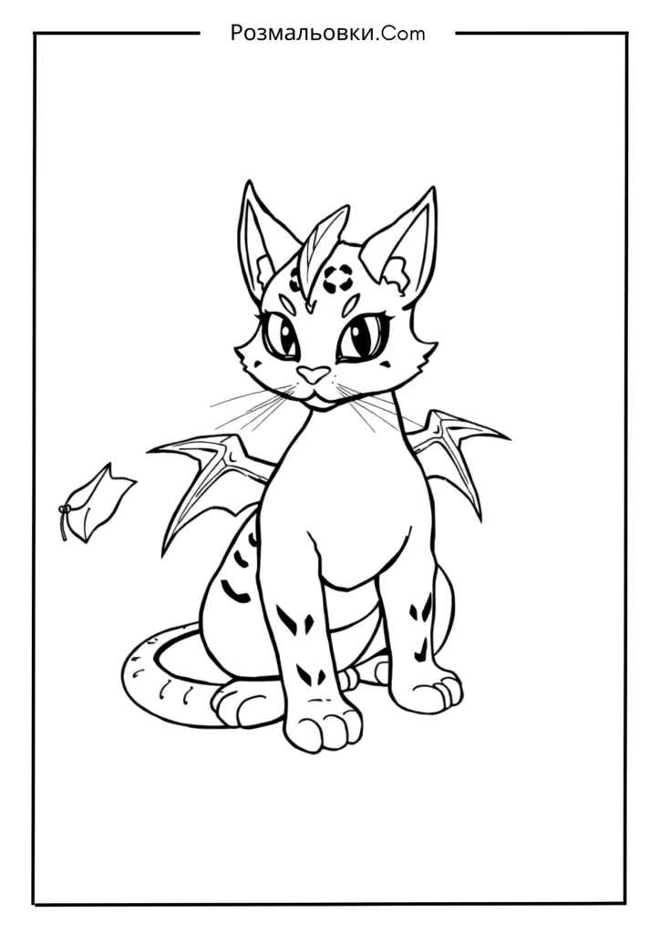 Розмальовка Дракон — 17+ Ідей для Малювання та Друку 7 Дракон-кіт (гібридний персонаж)