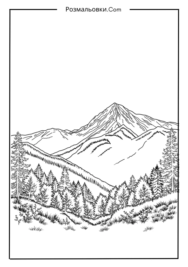Oсінній пейзаж розмальовка осінь — Найкращі Осінні Ідеї для Дітей 3 Гори в осінньому тумані