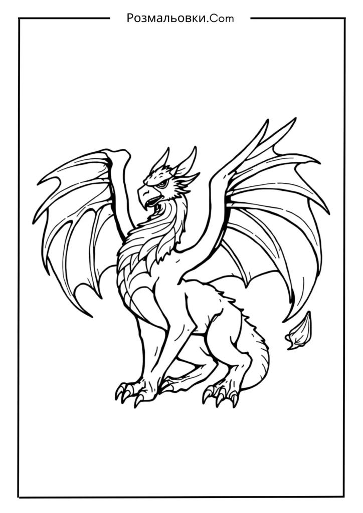 Розмальовка Дракон — 17+ Ідей для Малювання та Друку 21 Гріфондракон — мікс грифона і дракона