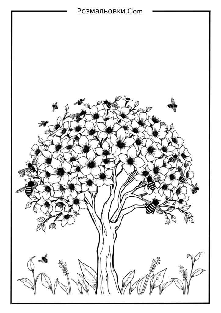 Квітуче дерево з бджолами