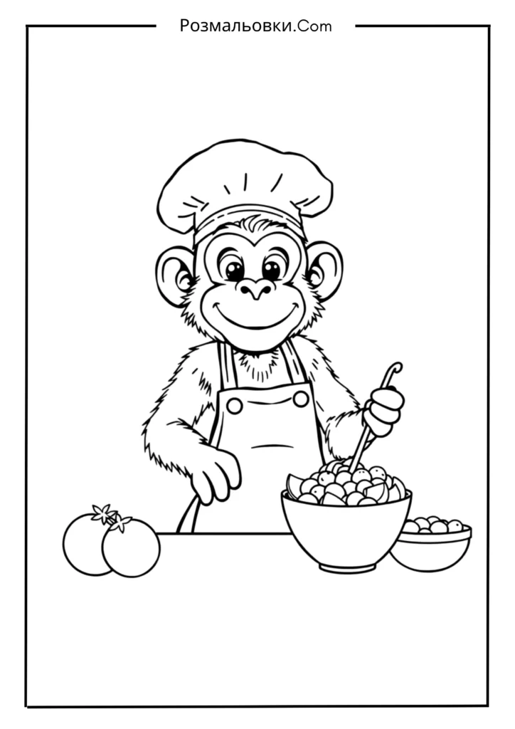 Мавпа-кухар у фартуху