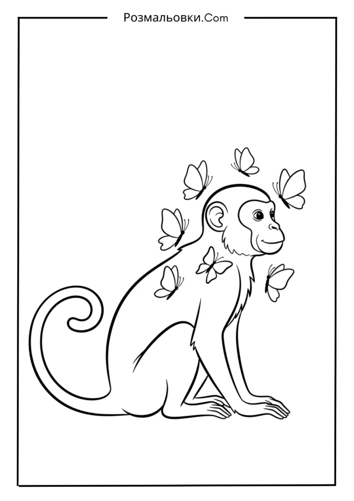 Мавпа та тропічні метелики
