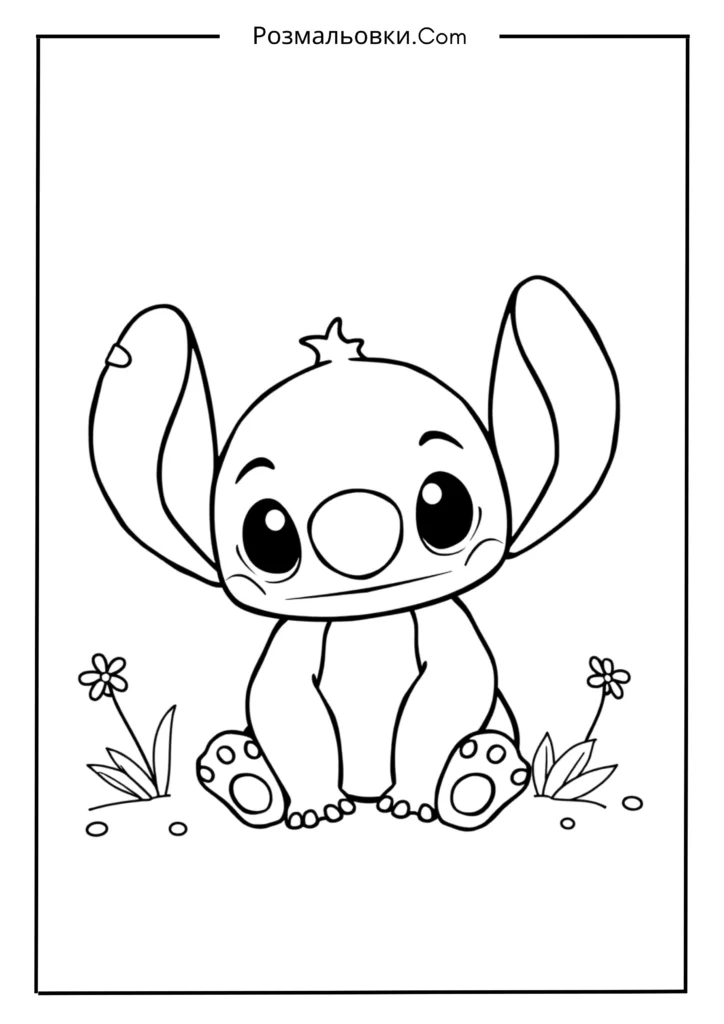 Стіч розмальовка: 21+ яскравих ідей для творчості дітей 5 Милий Стіч у кавай-стилі