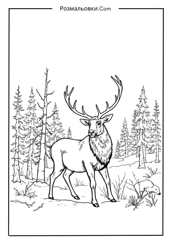 Олені серед зимового лісу